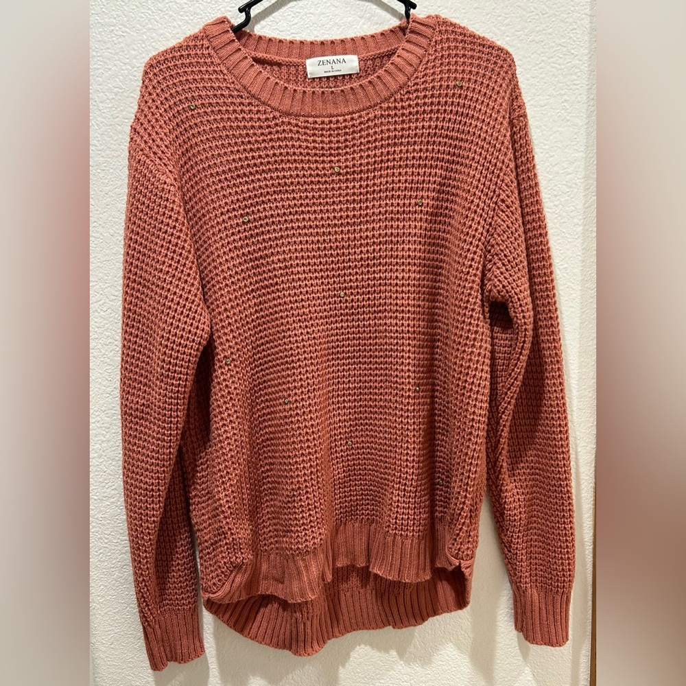 Knit Sweater with Rhinestones